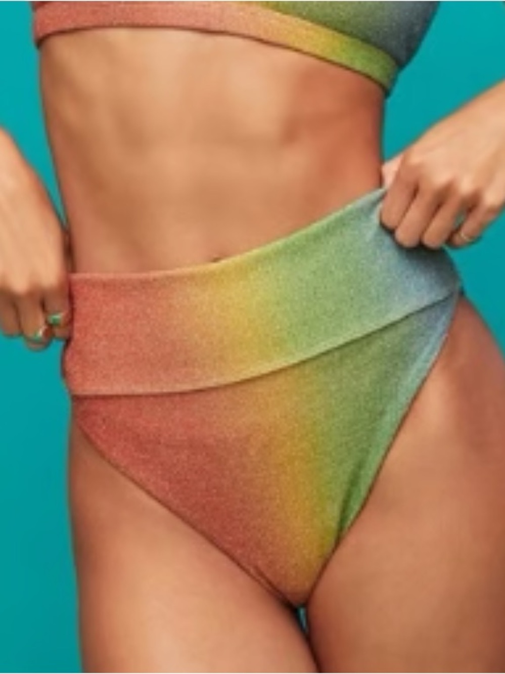 BEACH RIOT Highway Bikini Bottom in Desert Ombre Shimmer. Women’s Large